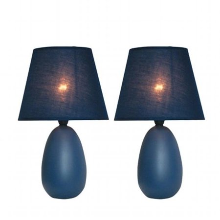 ALL THE RAGES All The Rages LT2009-BLU-2PK Simple Designs Mini Egg Oval Ceramic Table Lamp 2 Pack Set; Blue LT2009-BLU-2PK